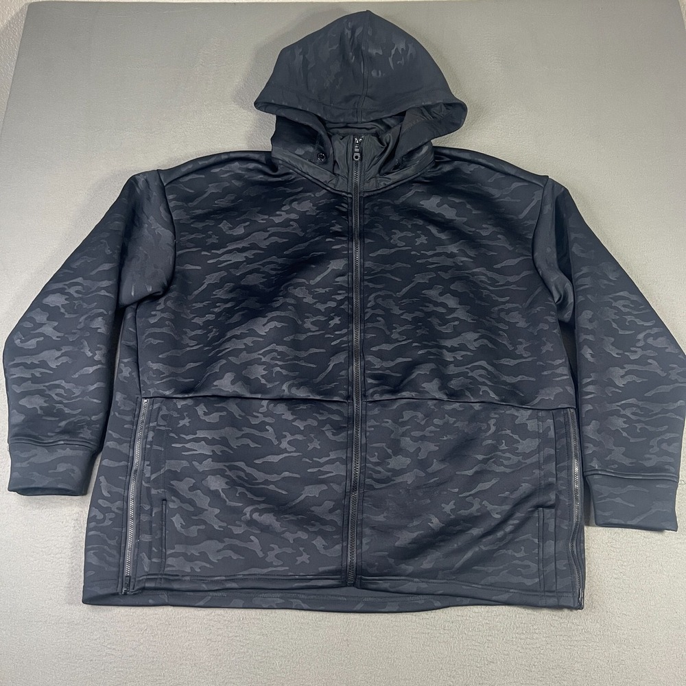 Fabletics Track Jacket Womens 1X Black Camouflage Full Zip Hoodie Athletic‎